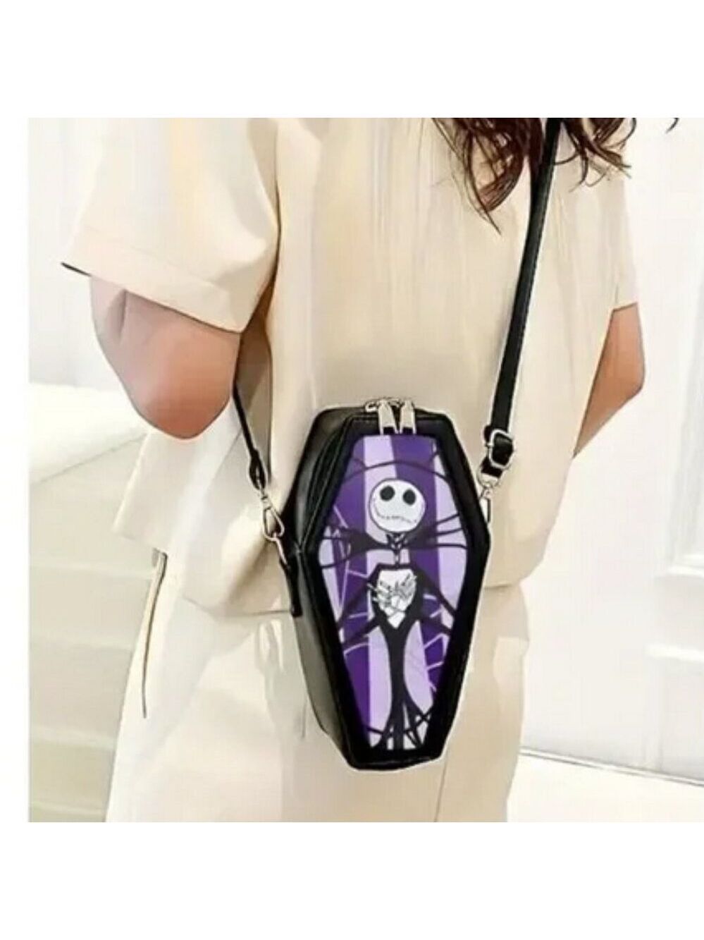 Jack Skellington Coffin Shaped cross body purse Bag Nightmare before Christmas - Picture 1 of 3